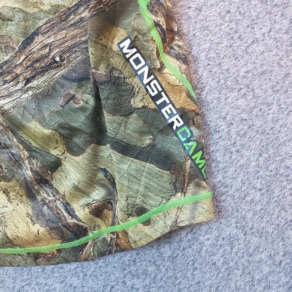 Monster Camo Mens 2XL Performance T-Shirt Real Tree Camouflage Neon Green Mesh